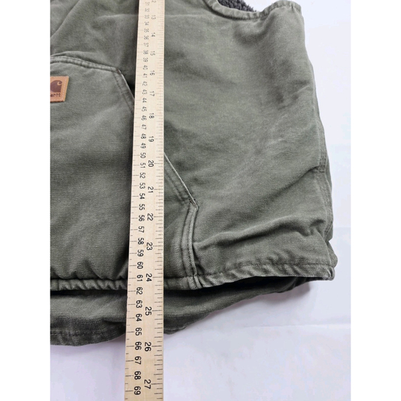 Vintage Carhartt Green Fleecce Lined Canvas Workwear Chore Duck Vest Size 2XL - Picture 5 of 7